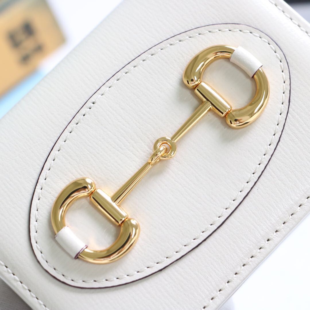 Gvc*1 horsebit 1955 card case wallet leather white 621887 11 x 8.5 x 3 cm