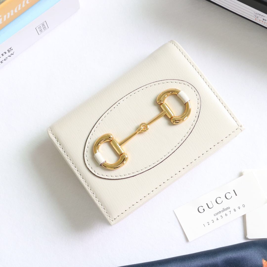 Gvc*1 horsebit 1955 card case wallet leather white 621887 11 x 8.5 x 3 cm