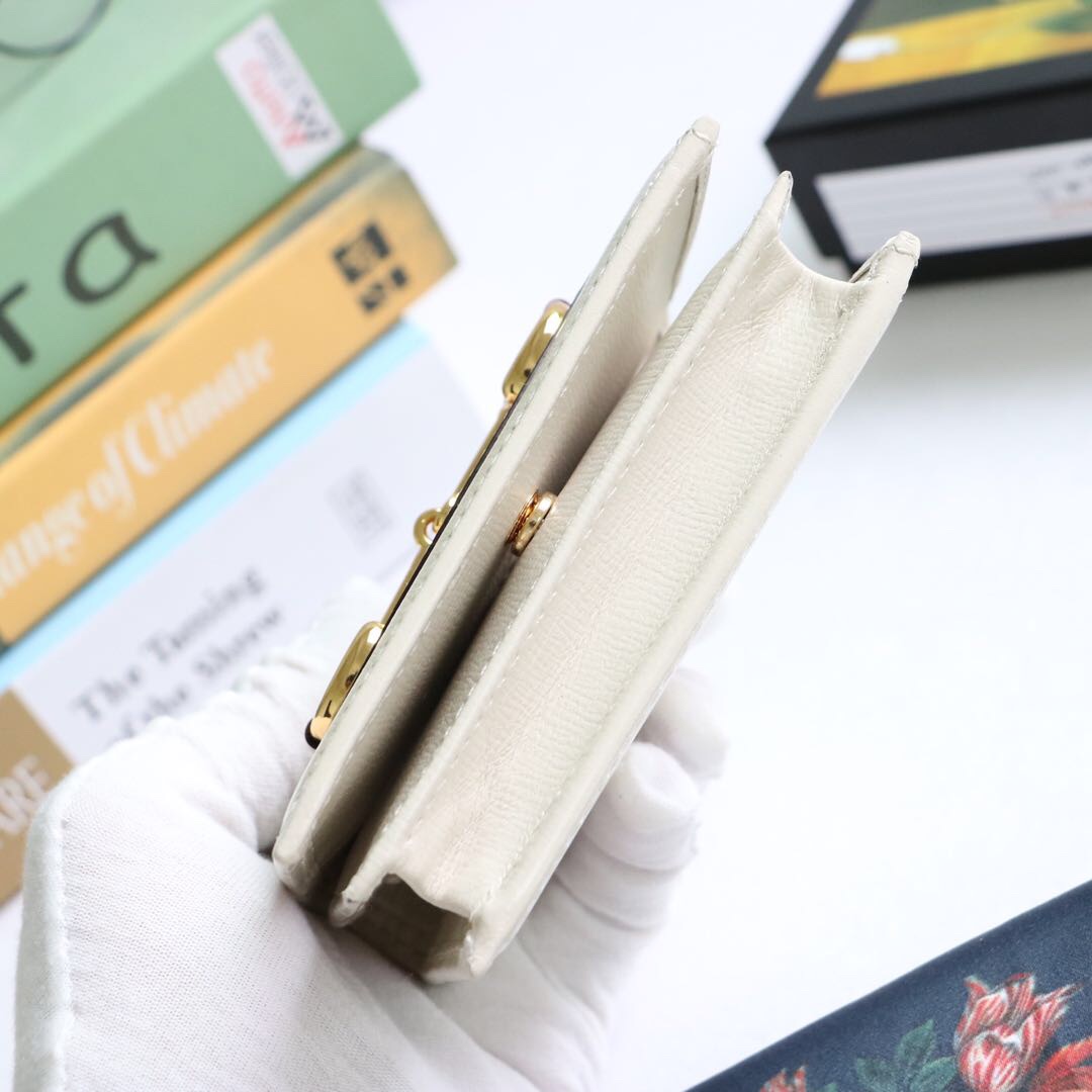 Gvc*1 horsebit 1955 card case wallet leather white 621887 11 x 8.5 x 3 cm