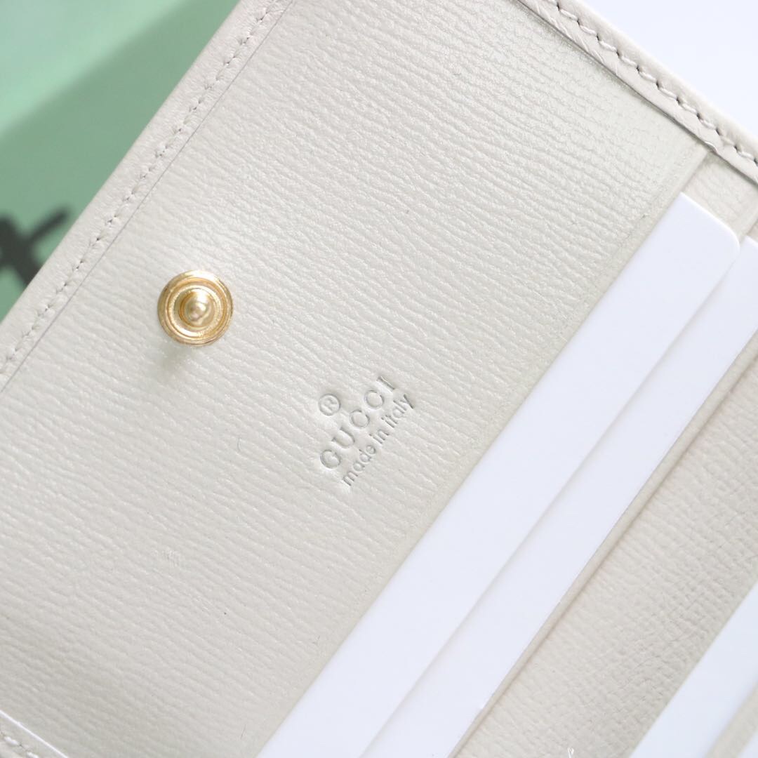 Gvc*1 horsebit 1955 card case wallet leather white 621887 11 x 8.5 x 3 cm