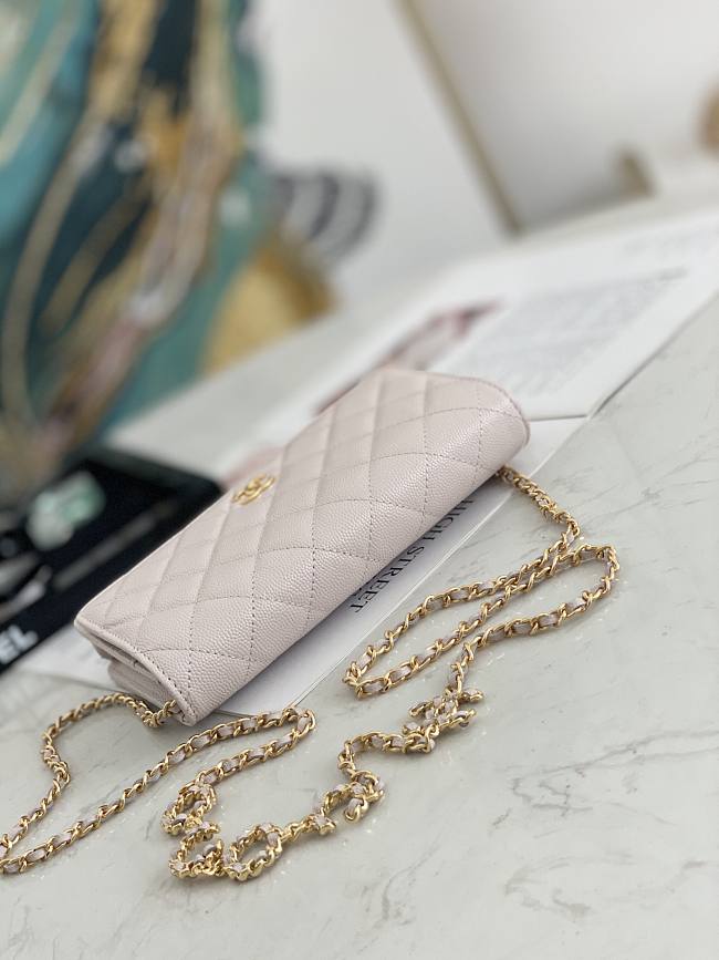 Ch**el wallet on chain light pink ap2298 19.2 × 12.3 x 3.5 cm