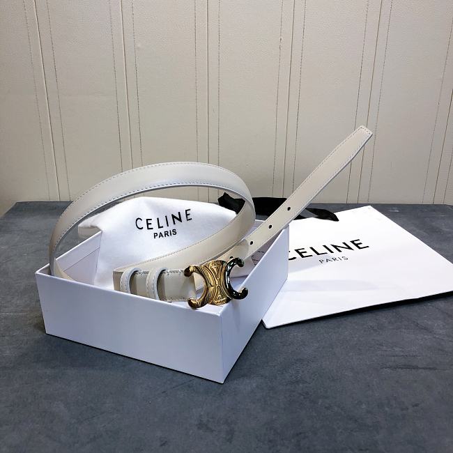 Ce1i*e cowhide leather belt white size 2.5 cm