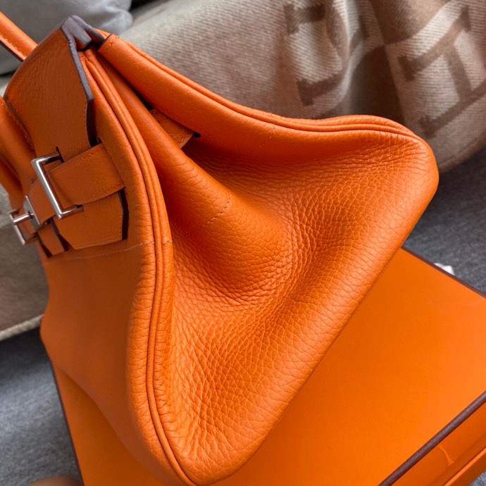 H**me5 custom made shoulder birkin 42cm togo orange silver buckle