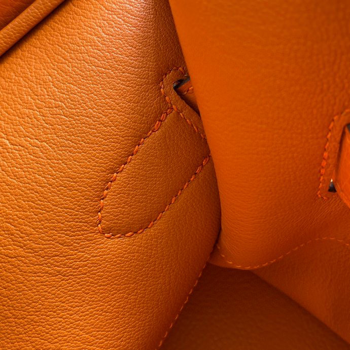 H**me5 custom made shoulder birkin 42cm togo orange silver buckle