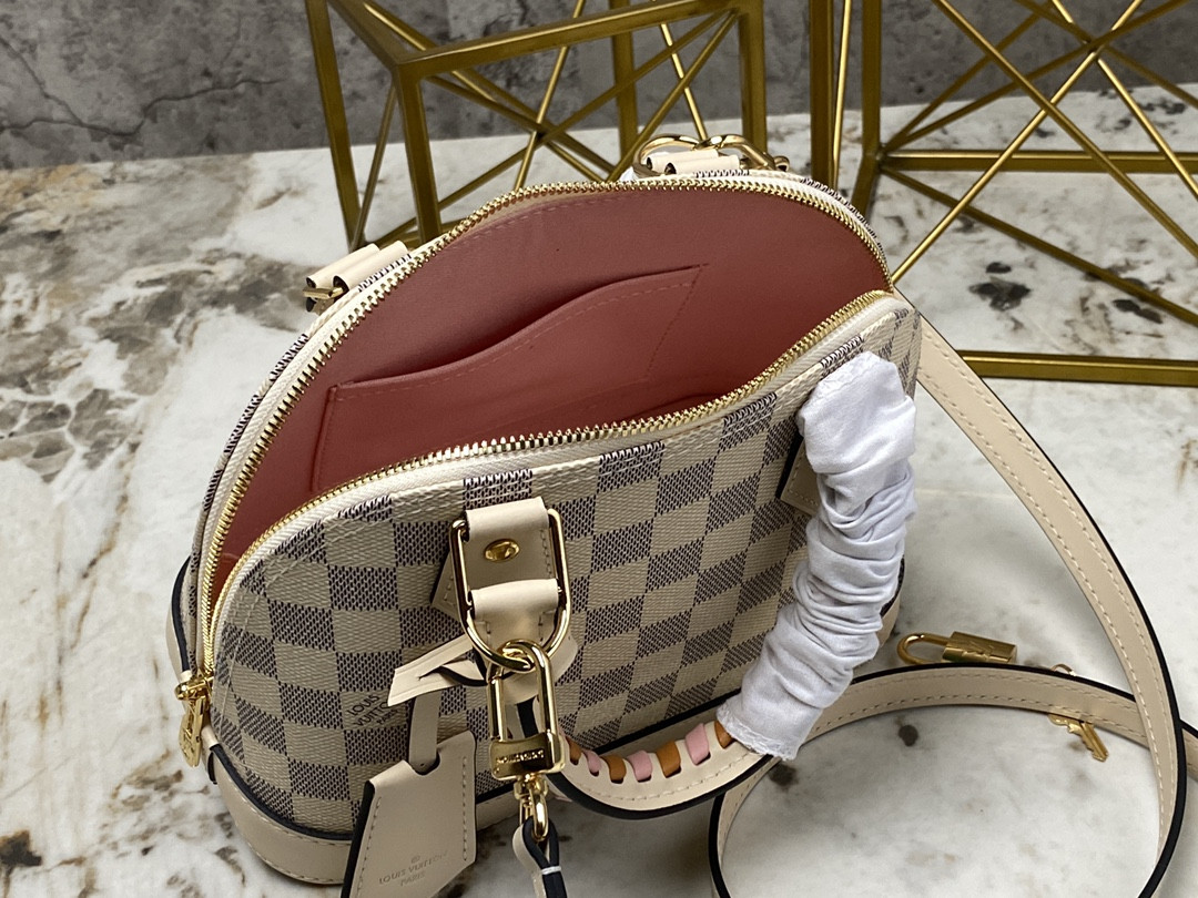 LV ALMA BAG N41221 White grid - 23.5x17.5x11.5cm