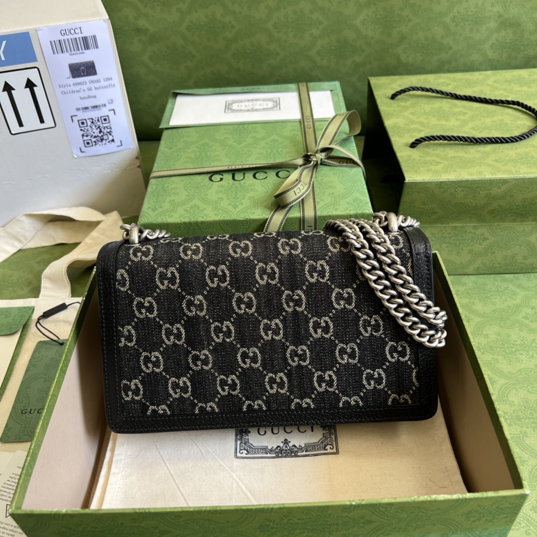 Gvc*1 dionysus small jacquard black and ivory denim 499623 - 25x13.5x7cm