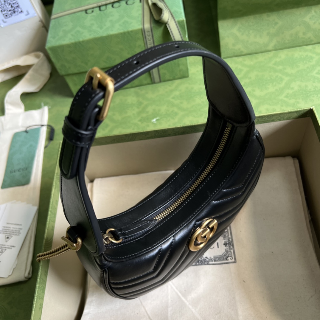 GG Marmont half-moon-shaped mini bag Black 699514  – 21.5 x 11 x 5cm