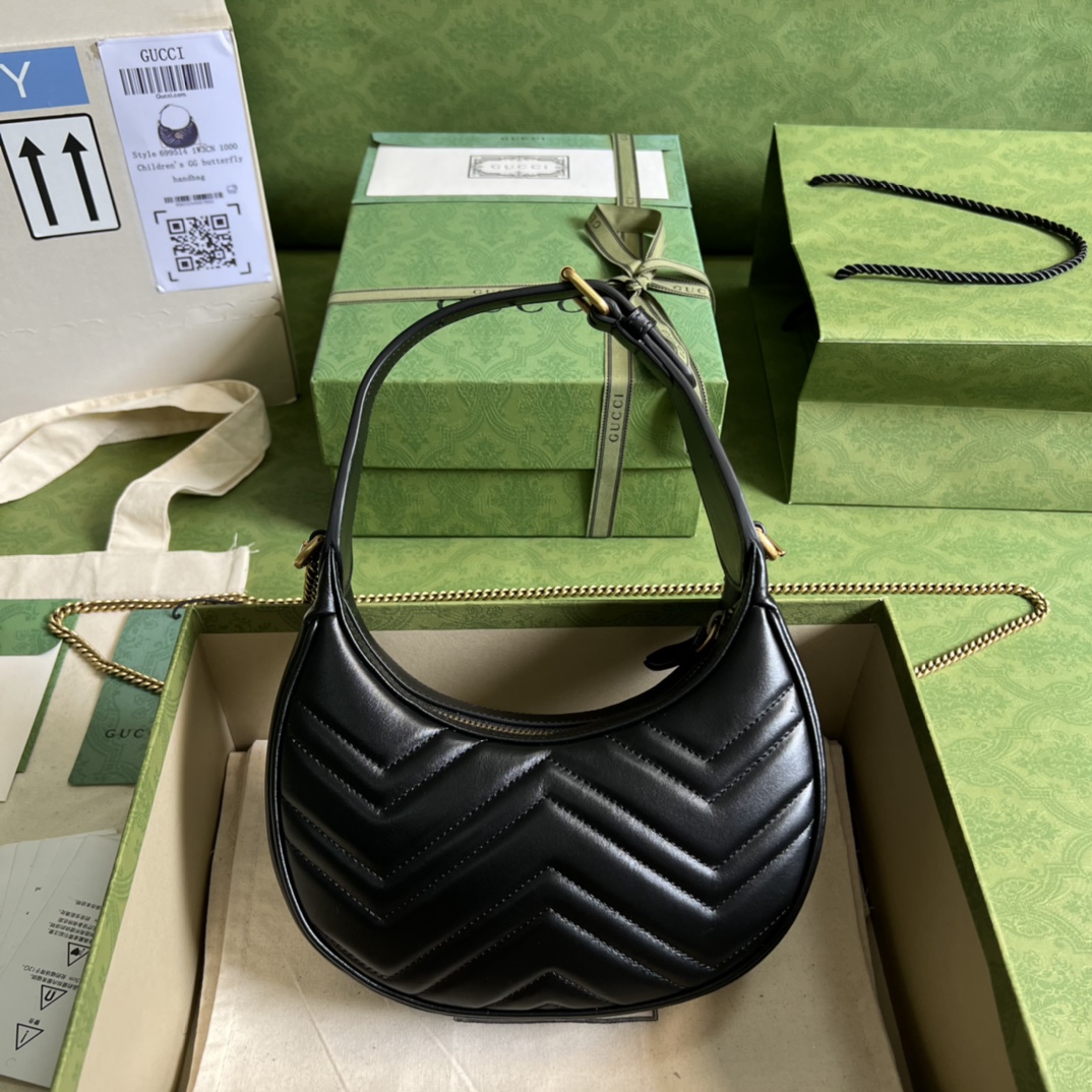 GG Marmont half-moon-shaped mini bag Black 699514  – 21.5 x 11 x 5cm