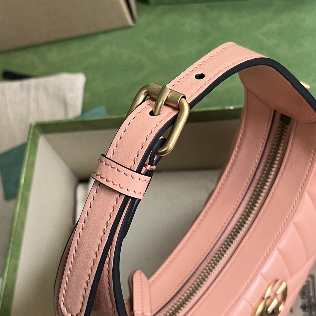 GG Marmont half-moon-shaped mini bag Peach 699514 – 21.5 x 11 x 5cm