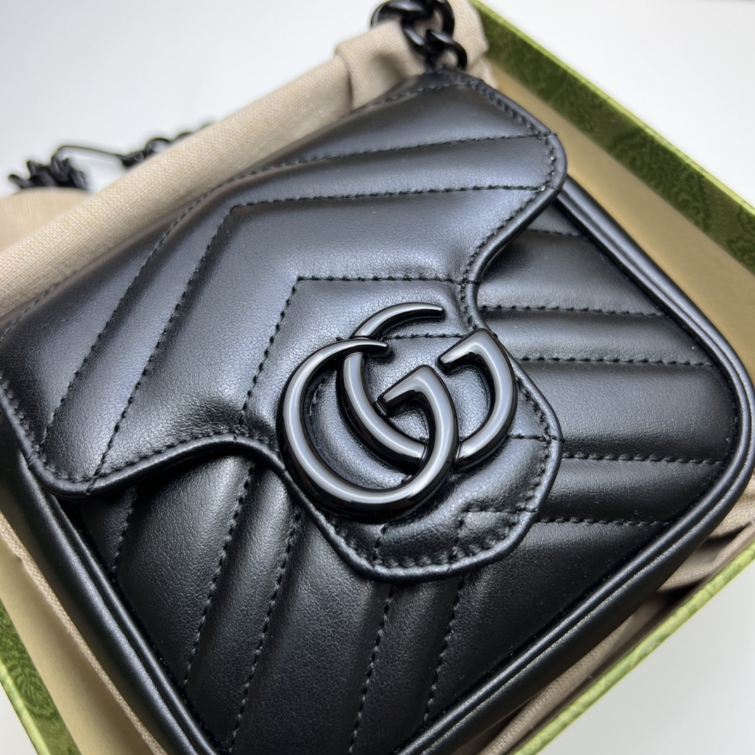GG Marmont Mini belt bag Black 739599 - 12x12.5x7cm