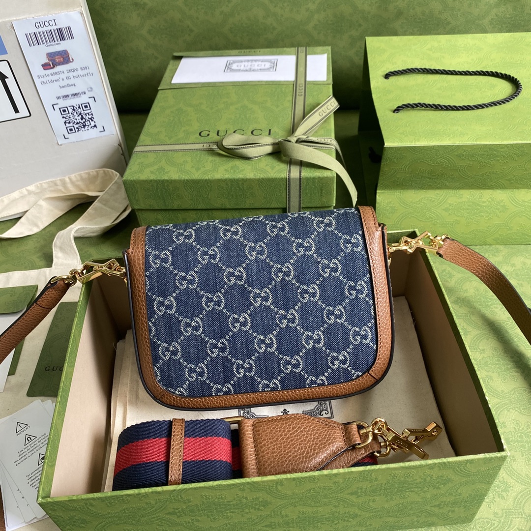Gvc*1 horsebit 1955 mini bag blue denim 658574 - 20.5x14.5x5cm