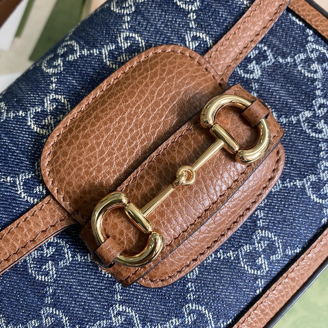 Gvc*1 horsebit 1955 mini bag blue denim 658574 - 20.5x14.5x5cm
