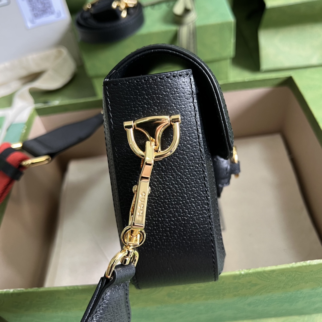 Gvc*1 horsebit 1955 mini bag black gg svp*me canvas ‎658574 - 20.5x14.5x5cm