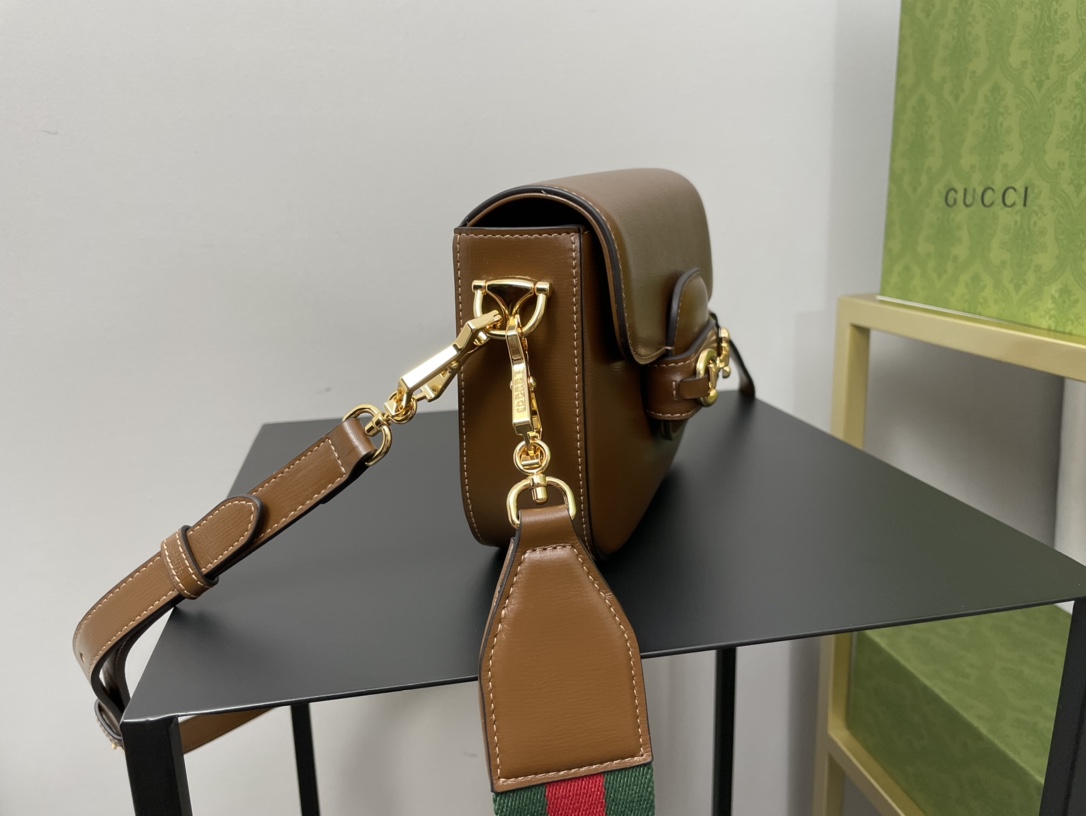 Gvc*1 horsebit 1955 mini bag brown leather 658574 - 20.5x14.5x5cm