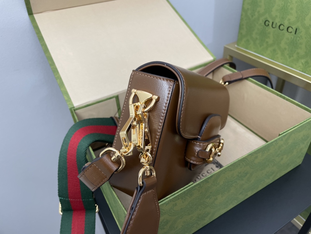 Gvc*1 horsebit 1955 mini bag brown leather 658574 - 20.5x14.5x5cm