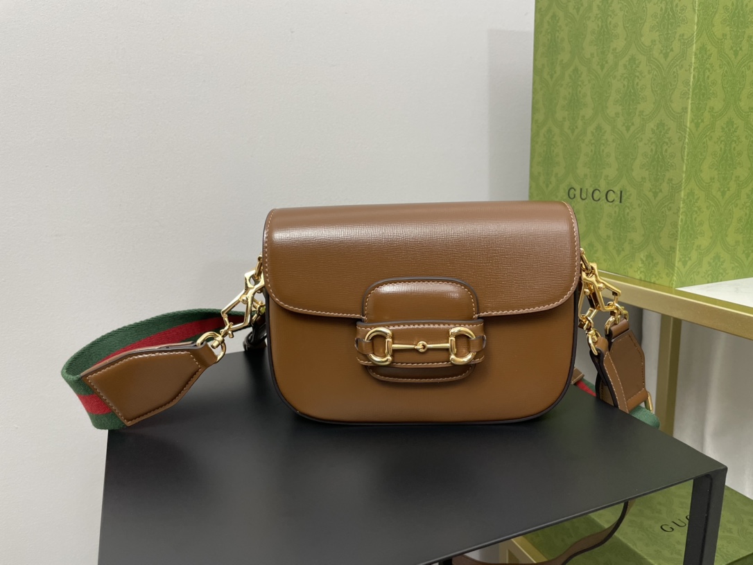 Gvc*1 horsebit 1955 mini bag brown leather 658574 - 20.5x14.5x5cm