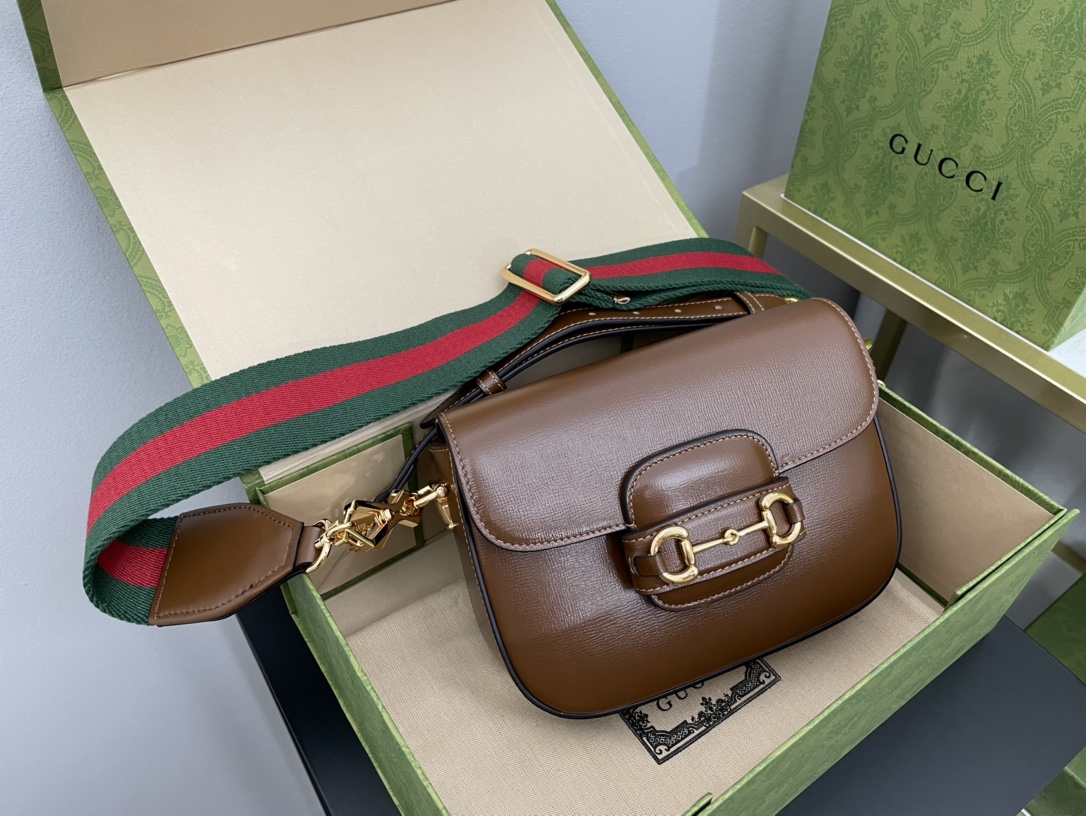 Gvc*1 horsebit 1955 mini bag brown leather 658574 - 20.5x14.5x5cm