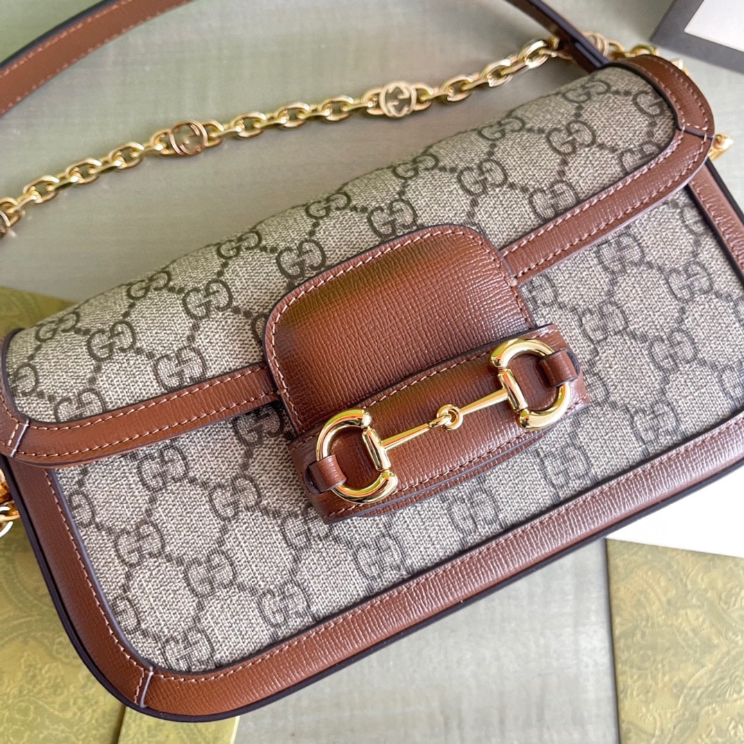 Gvc*1 horsebit 1955 small beige ebony gg svp*me canvas 735178 - 24×13×6 cm