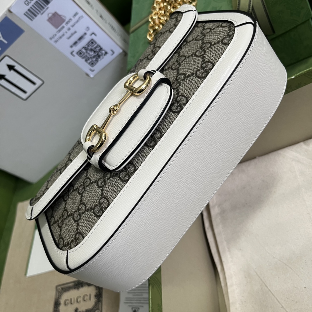 Gvc*1 horsebit 1955 small white beige ebony gg svp*me canvas 735178 - 24×13×6 cm