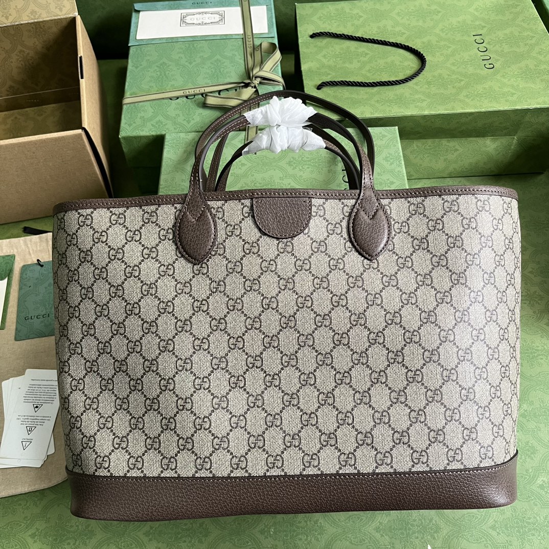 Gvc*1 ophidia medium tote bag brown leather 739730 - 38.5 x 28.5 x 15cm