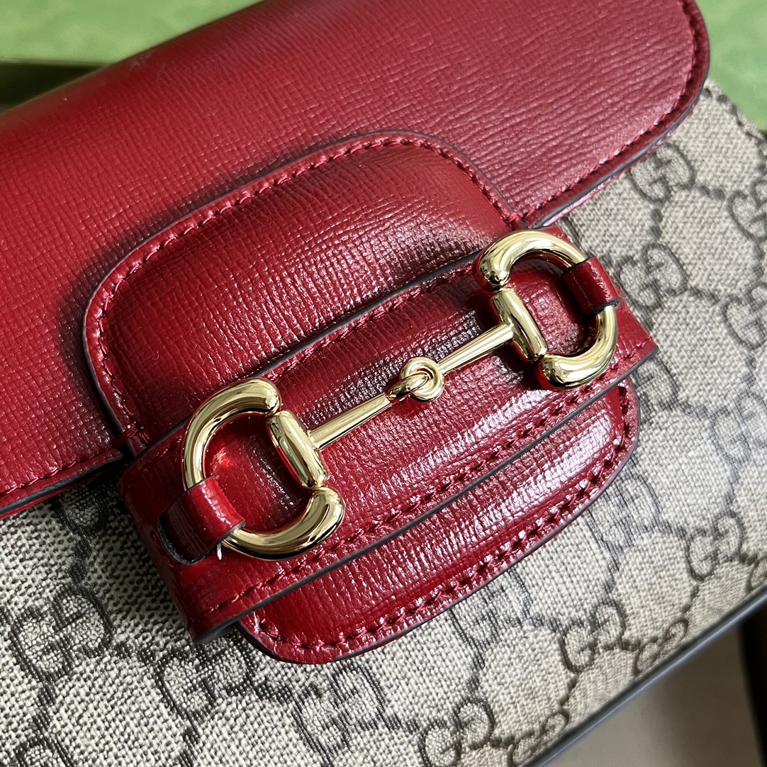 Gvc*1 horsebit 1955 small bag red grey 703848 - 22x16x10.5cm