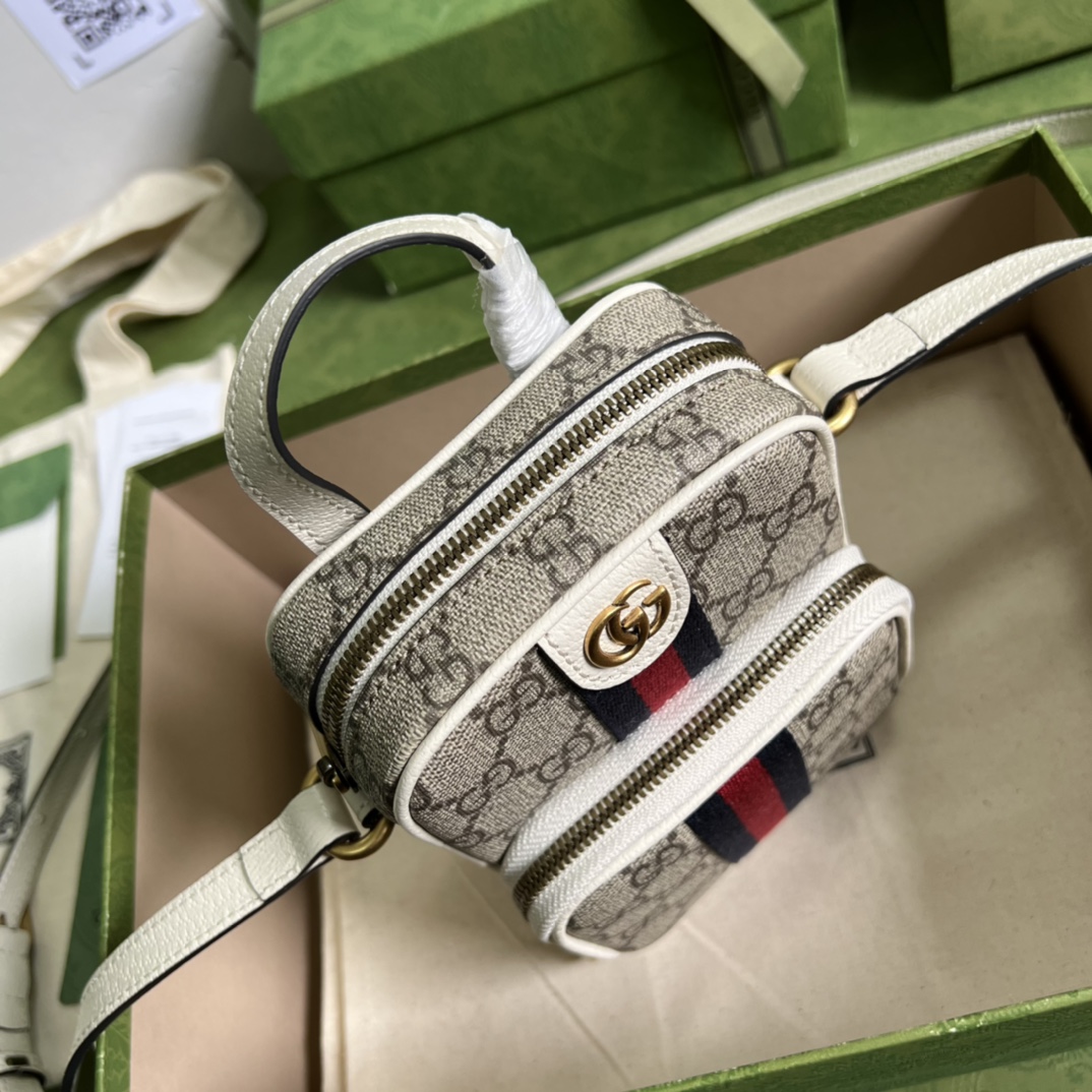 Gvc*1 ophidia mini bag 671682 white leather - 12x16x7cm