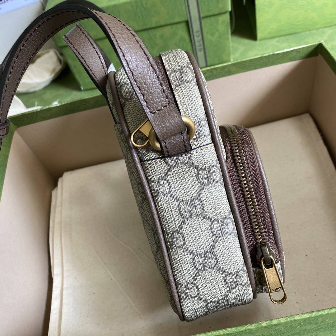 Gvc*1 ophidia mini bag 671682 brown leather - 12x16x7cm