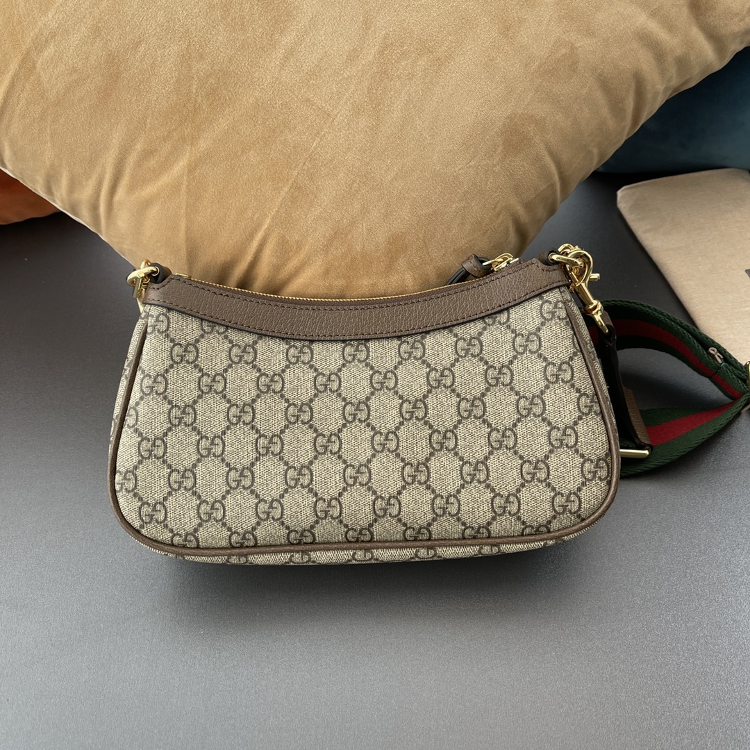 Gvc*1 ophidia small handbag brown leather 735132 - 25 x 15.5 x 6cm
