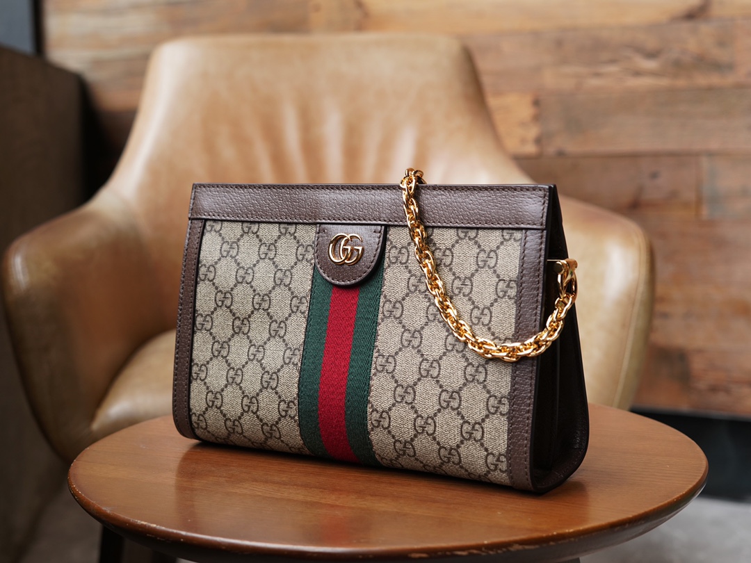 Gvc*1 ophidia gg small shoulder bag brown leather 503877 - 26x17.5x8cm