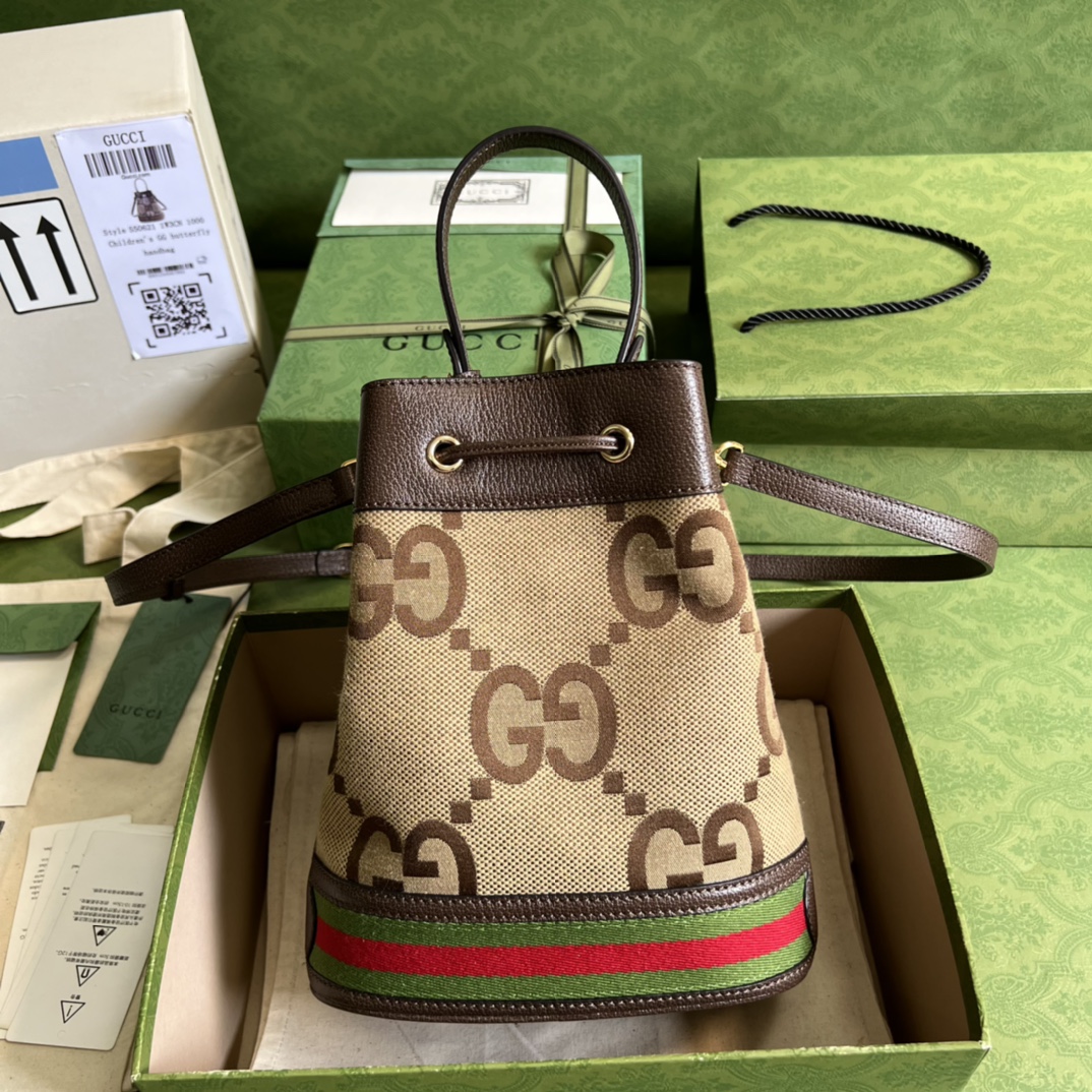 Gvc*1 ophidia small gg bucket bag brown leather  550621 - 20.5 x 26 x 11cm