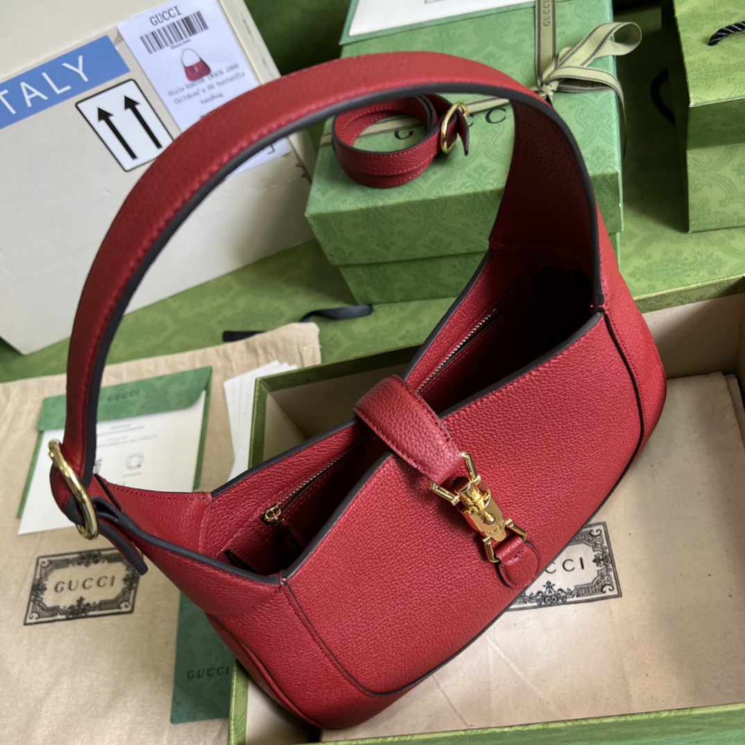 Gvc*1 jackie 1961 small natural grain bag red 636709- 27.5 x 19 x 4cm